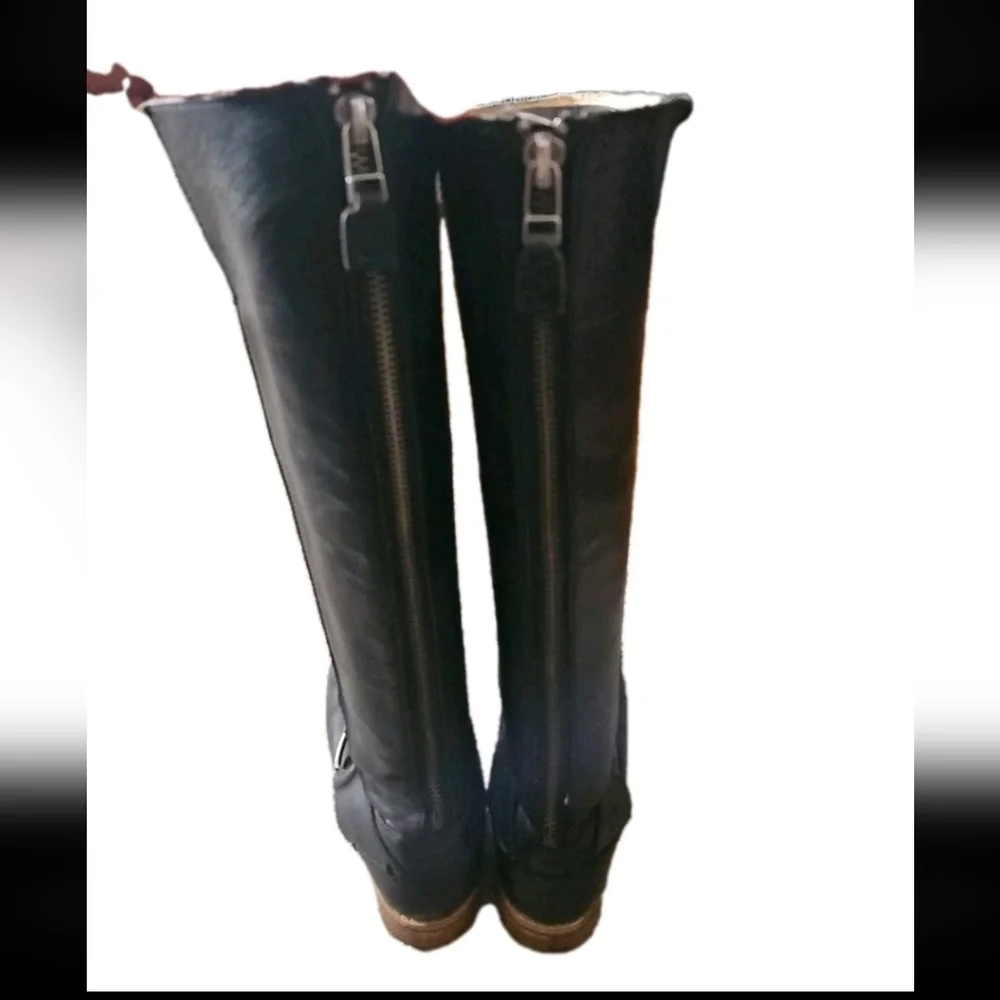 OluKai Womens Black Leather Holo Lio II Tall Boots 7